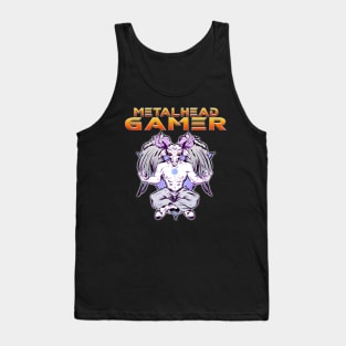 Metalhead Gamer Baphomet Meditate Orange Tank Top